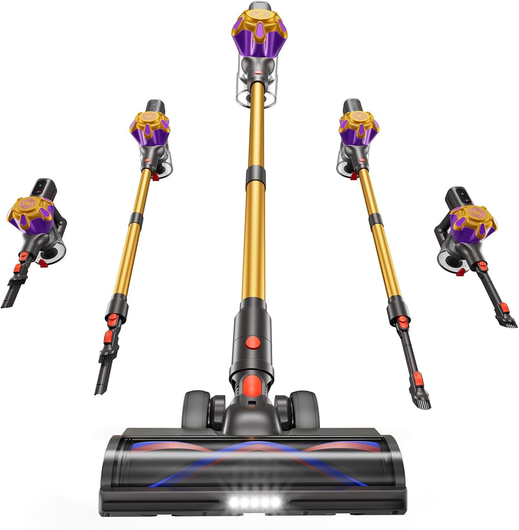 Cordless Vacuum Cleaner, 580W 50Kpa Powerful Stick Vacuum with 65 Mins Runtime,Anti-Tangle, Self-Standing, Rechargeable,Lightweight Vacuum Cleaners for Home Hardwood Floor Carpet Pet