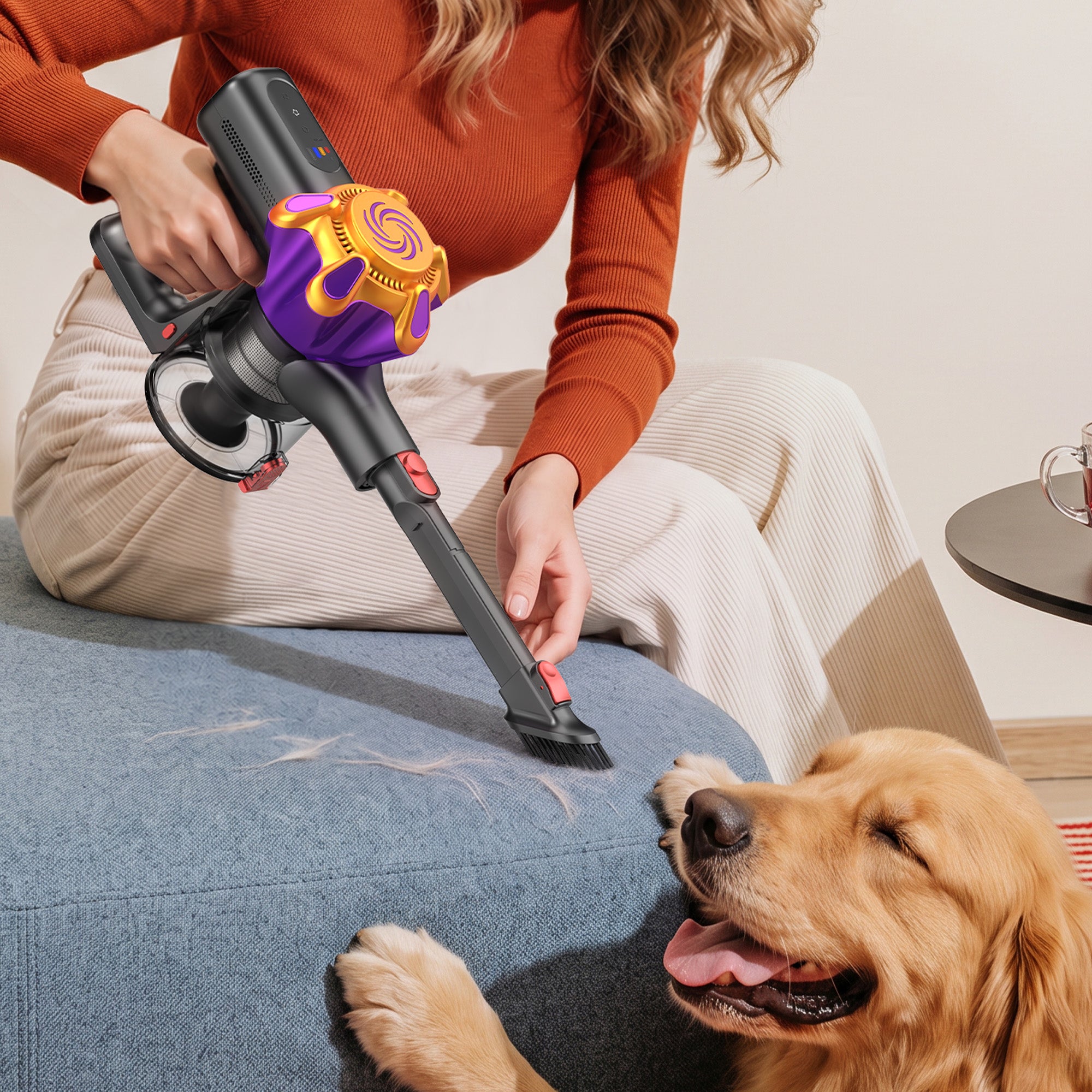 Anti-Tangle V-Shaped Roller Brush